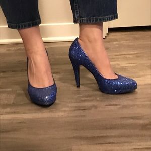Nine West Blue Sparkle Glitter Heels